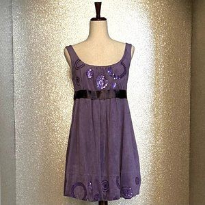 Rinascimento Italian Women Dress, Balloon Hem, Suede with Sequins, Size M